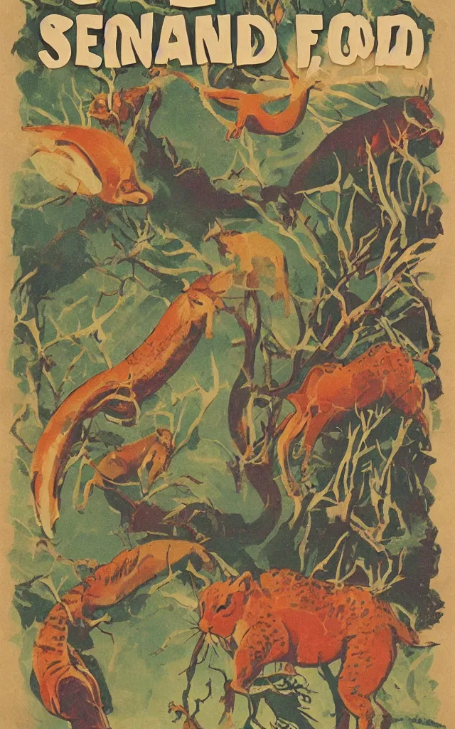 Prompt: sand art zoological ( 1 9 5 6 ) | book cover artwork