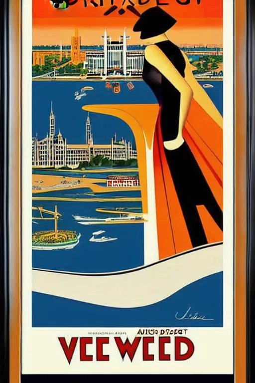 Image similar to art deco travel poster. windsor ontario, framed poster