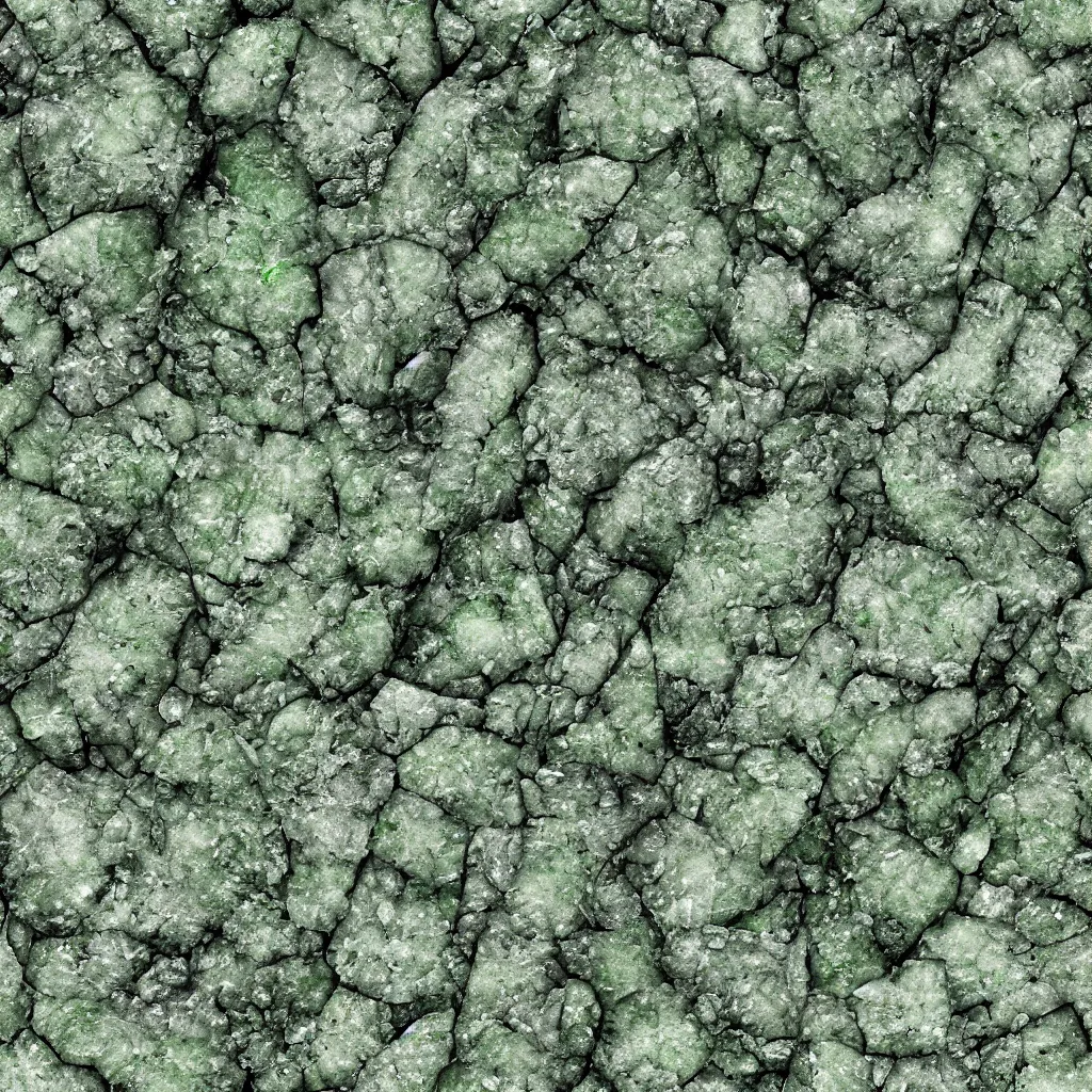 Image similar to long green crystals sticking out of the rock surface, detailed ground terrain albedo texture, flat, 2 d texture, seamless