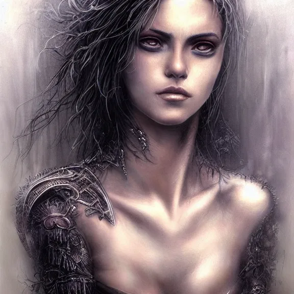 Image similar to a highly detailed portrait of jamie alexander in the style of luis royo.