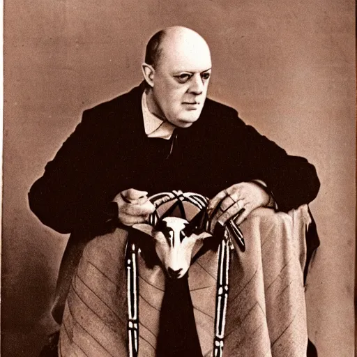 Image similar to aleister crowley as a goat