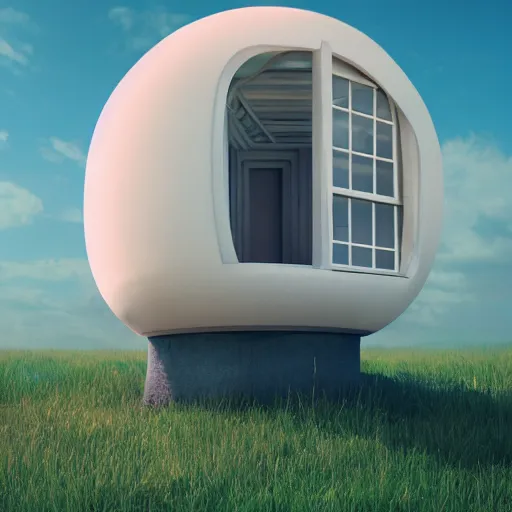 Prompt: a hut in the future made by beeple