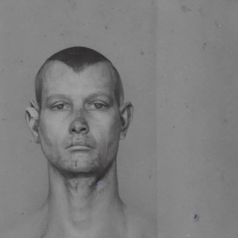 Image similar to deer headed human, old jail mugshot