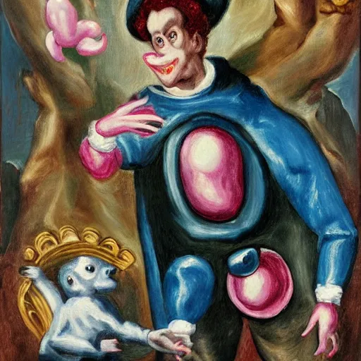 Image similar to A bubblegum adventurecore oil painting by El Greco featuring Bearbots