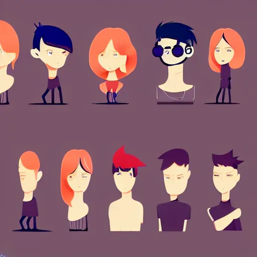 Image similar to 2 d character design, music group, vector art, digital art, portrait, 4 k, 8 k, sharp focus, smooth, illustration, concept art, pop band