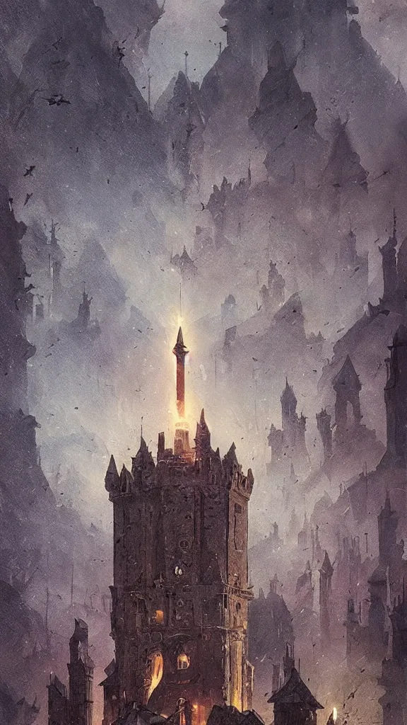 Prompt: the tower tarot card by greg rutkowski,