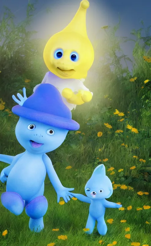 Prompt: igglepiggle and upsydaisy in the night garden hd render, highly detailed, realistic, digital art