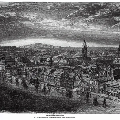 Image similar to The city of Mainz am Rhein, illustration by Gustave Doré