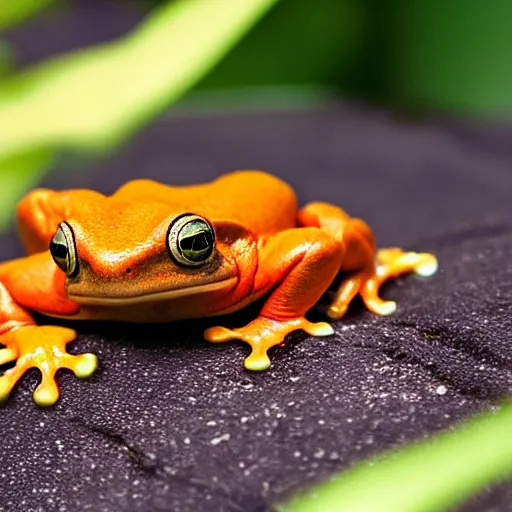 Prompt: [ photo ] orange frog