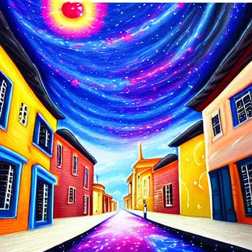 Image similar to celestial city street painting