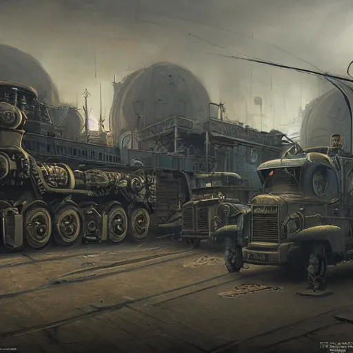 Prompt: dieselpunk orchestral machines, painted by john howe, pixiv, deviantart, artstation, danbooru, illustration, realistic, 4 k, unreal 5 render