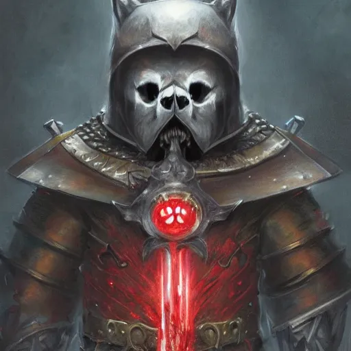 Image similar to angry anthropomorphic shiba inu, wearing berserk anime skull knight armor and sword, blood aura red light, fantasy, dark, portrait art by donato giancola and greg rutkowski, realistic face, digital art, trending on artstation, symmetry