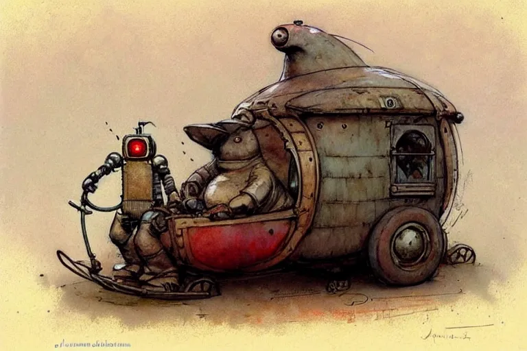 Prompt: adventurer ( ( ( ( ( 1 9 5 0 s retro future robot android obese rat wagon. muted colors. ) ) ) ) ) by jean baptiste monge!!!!!!!!!!!!!!!!!!!!!!!!! chrome red