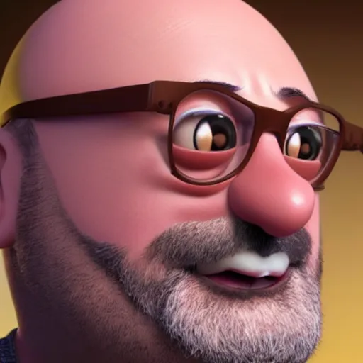 Image similar to jean reno as a pixar disney character from up ( 2 0 0 9 ), unreal engine, octane render, 3 d render, photorealistic