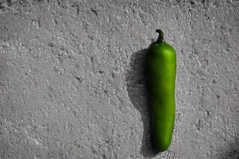 Prompt: brutalist structure in the shape of a jalapeno, urban photography