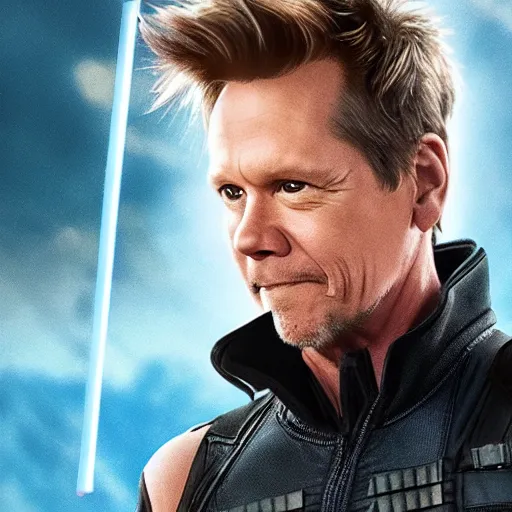 Image similar to film still of Kevin Bacon as Hawkeye in Avengers Endgame