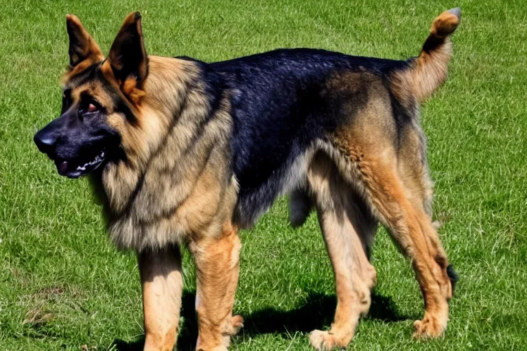 Prompt: a german shepard lion hybrid