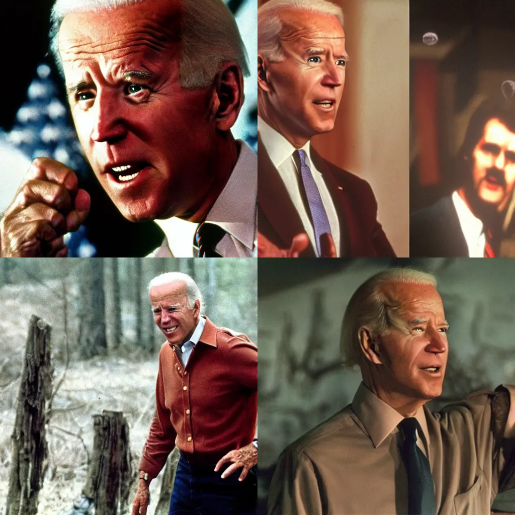 Prompt: Joe Biden in Evil Dead 2 (1987)