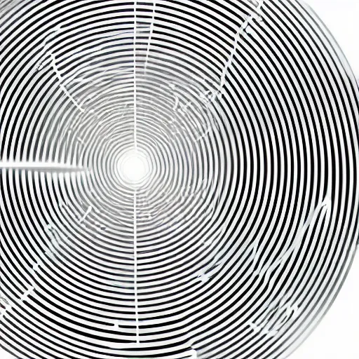 Prompt: a spherical robotic machine with a wide black line going down the middle of it. in the black line, there are two white dots that act like eyes