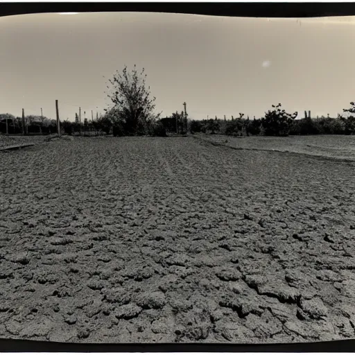 Image similar to a bright light covering the sky, dirt ground, dust, taken on a ww 2 camera, very high bloom ammount, realistic.