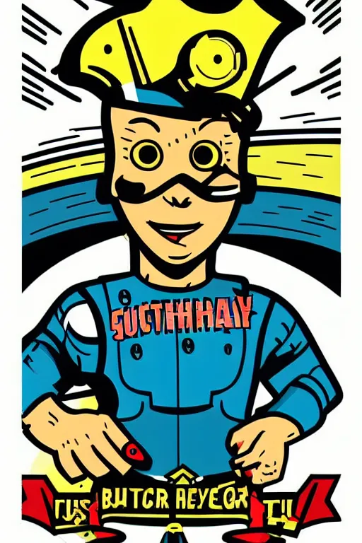 Image similar to fallout 7 6 retro futurist illustration art by butcher billy, sticker, colorful, illustration, highly detailed, simple, smooth and clean vector curves, no jagged lines, vector art, smooth andy warhol style