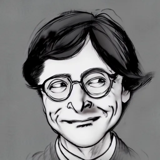 Image similar to Bill gates crossdressing in victorian gown, drawn in the style of yoji shinkawa, extremely detailed, detailed and realistic face