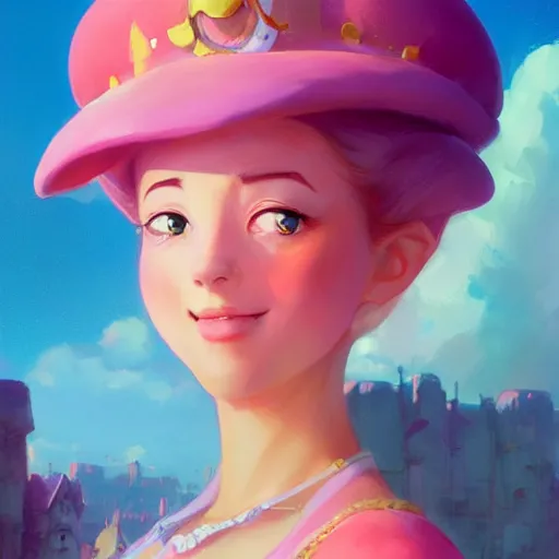 Prompt: painted portrait of princess peach, fantastically pastel colors, octane render, matte painting concept art, official fanart behance hd artstation by jesper elsing, by rhads and makoto shinkai and lois van baarle and ilya kuvshinov and rossdraws