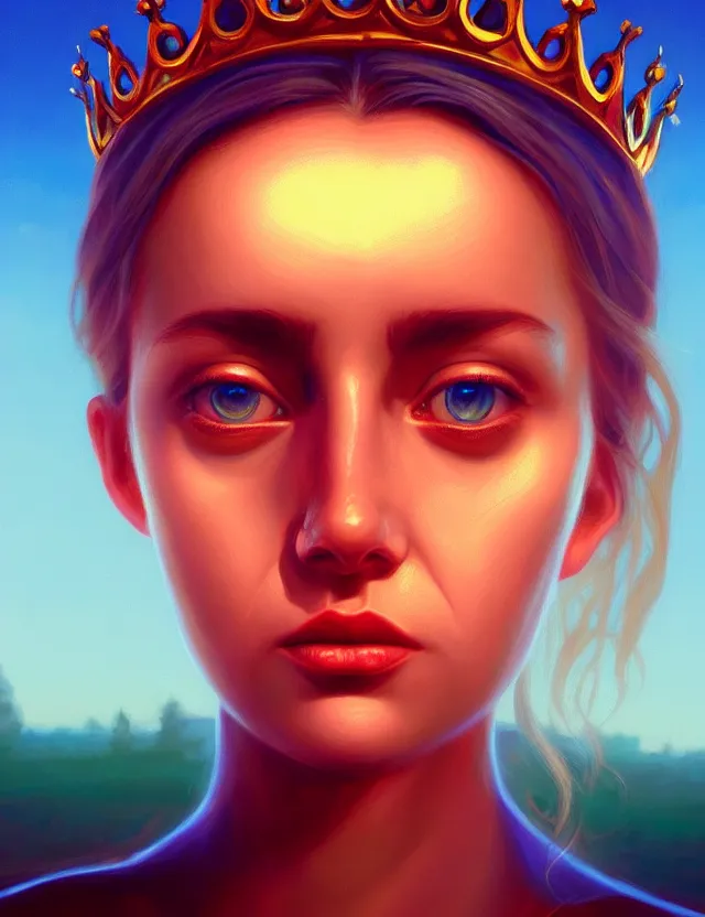 Image similar to blurred background. close-up portrait of a goddess in crown, by Alex Gross, Anato Finnstark and Alena Aenami. unreal engine