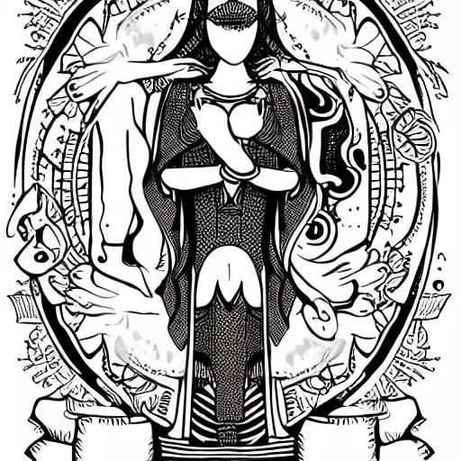 Image similar to tattoo design, stencil, tarot card, adobe illustrator, vector art, digital art