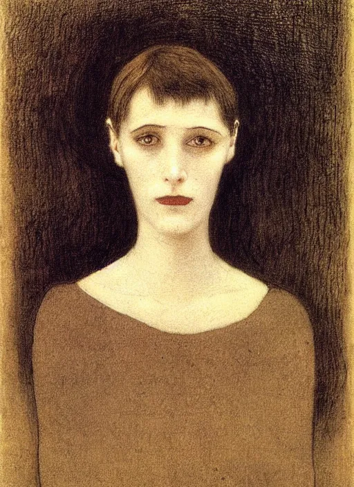 Prompt: a portrait of a pretty young lady by alfred kubin
