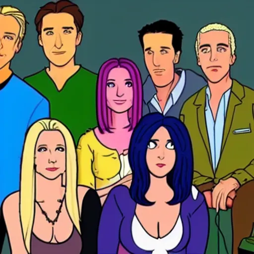 Image similar to the cast of friends on an episode of bojack horseman