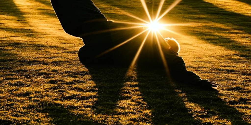 Image similar to a man falls down a sunbeam