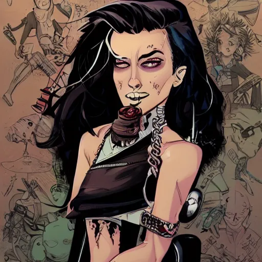 Prompt: highly detailed portrait of a punk young lady by Greg Tocchini and Cliff Chiang