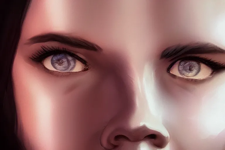 Image similar to hyperrealistic close up portrait of stunningly beautiful 20 year old female, proportionate face, lit by dawn light, cyberpunk city on background, trending on artstation