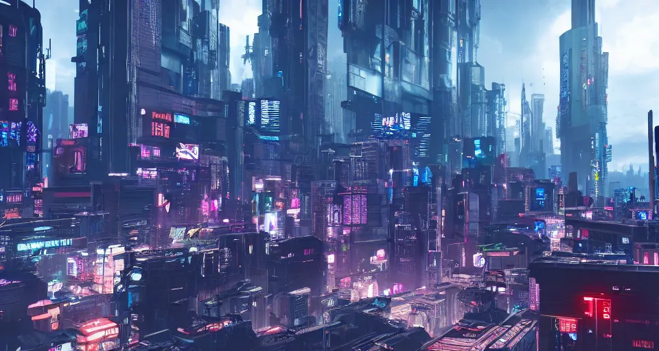 Image similar to a cyberpunk city, rich contrast, realistic, Cryengine 8k UHD