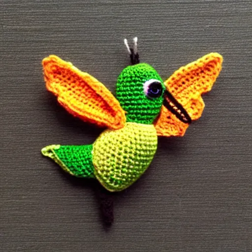 Image similar to a cute crochet hummingbird