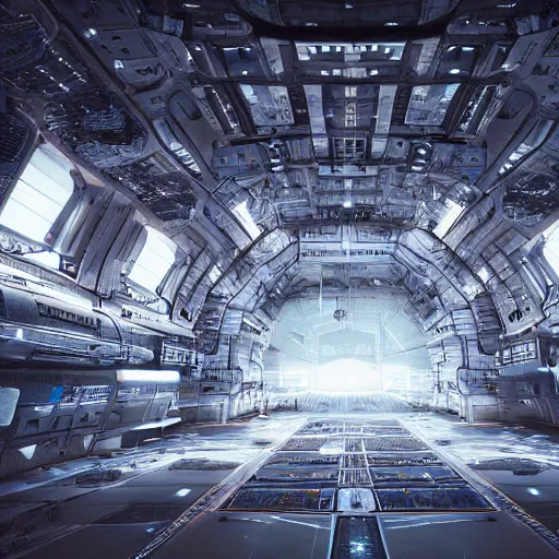 Prompt: interior of a huge space base, hyperdetailed, artstation, photography, w 896