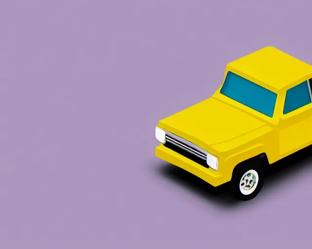 Image similar to isometric yellow pickup truck infront of a blue background