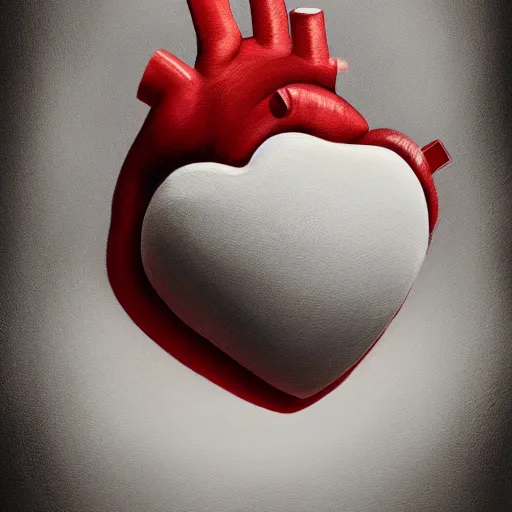 Image similar to a painting of a broken heart, anatomically realistic heart, the background is white, in the style of Philip Sun on ArtStation and Parag Lavande on ArtStation, 4k,