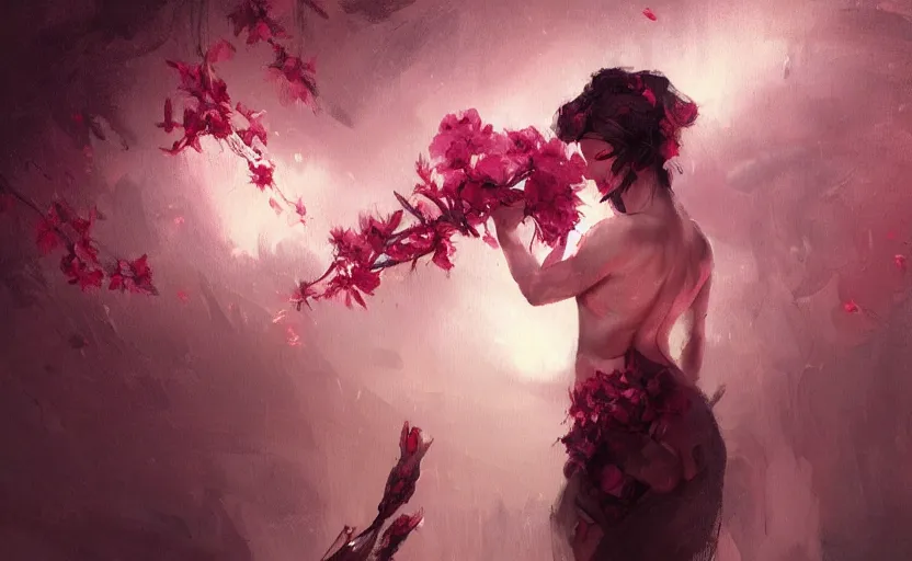 Image similar to a painting of a sensual flower trending on artstation in the style of greg rutkowski