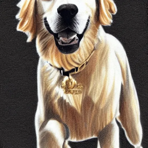 Prompt: beautiful pencil drawing of a golden retriever with karim benzema - - width 1 0 2 4