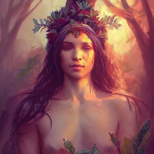 Image similar to a beautiful portrait of a plant goddess by Greg Rutkowski and Raymond Swanland, Trending on Artstation, ultra realistic digital art