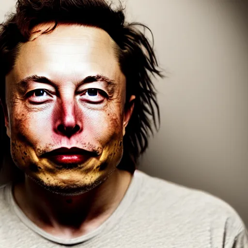 Image similar to Elon Musk on Mars in a hot tub, grungy, unkept hair, glowing eyes, modelsociety, radiant skin, huge anime eyes, RTX on, perfect face, directed gaze, intricate, Sony a7R IV, symmetric balance, polarizing filter, Photolab, Lightroom, 4K, Dolby Vision, Photography Award