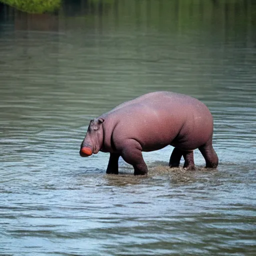 Prompt: hippos wearing corduroy pants