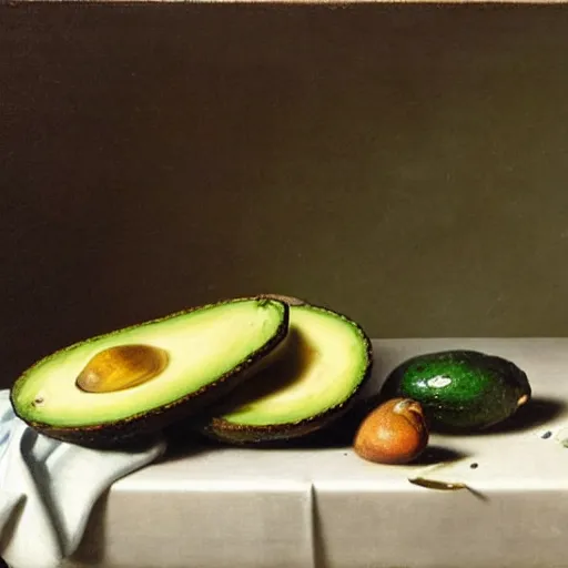 Prompt: still life by willem claesz heda, avocado toast, money