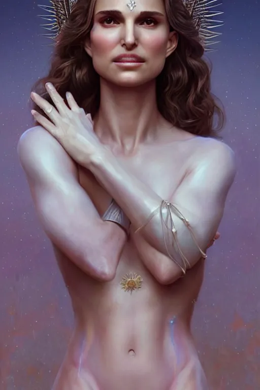 Image similar to Natalie Portman as goddess of love, anatomy, only two hands, highly detailed, digital painting, artstation, concept art, smooth, sharp focus, illustration, Unreal Engine 5, 8K, art by art by artgerm and greg rutkowski and edgar maxence