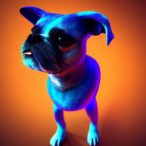 Image similar to render of dog at night, cosmic dog, galaxy coloured dog, rendered in unreal engine, artstation, colourful