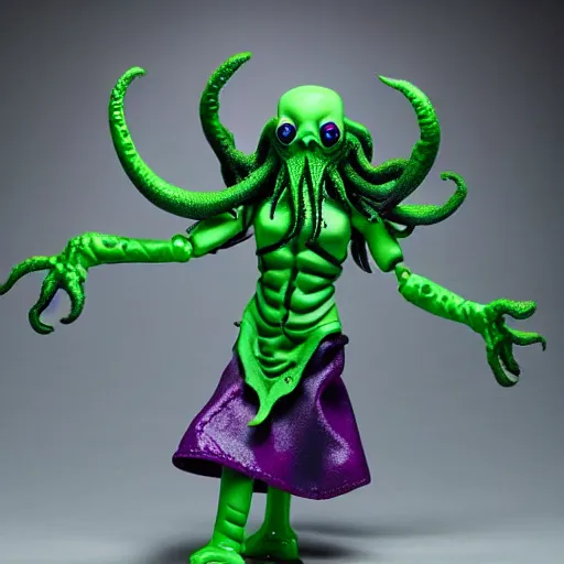 Image similar to a cthulhu monster high action figure, product shot