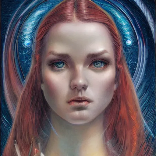 Prompt: a portrait in the style of anna dittmann and donato giancola and virgil finlay.