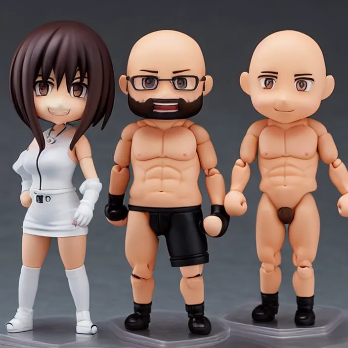 Image similar to boxer andrew tate bald with beard, an anime nendoroid of boxer andrew tate bald with beard, figurine, detailed product photo